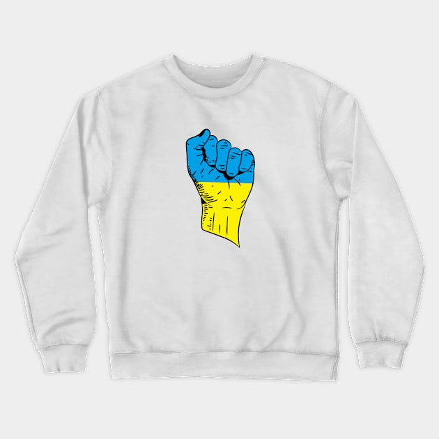 Flag of Ukraine on a Raised Clenched Fist Crewneck Sweatshirt by Vladimir Zevenckih